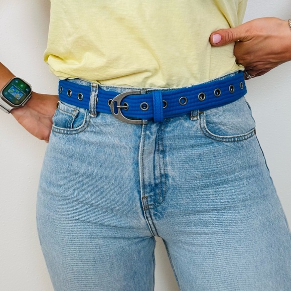 New Free people Avril  woven belt cobalt blue S/M - Picture 4 of 6